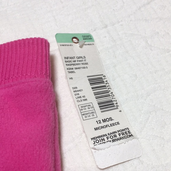 12m (4/$20) Pink Fleece Pants by Toughskins - Picture 6 of 13